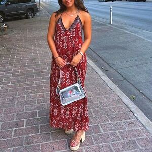 NWT Zara printed coin metallic boho dress Small